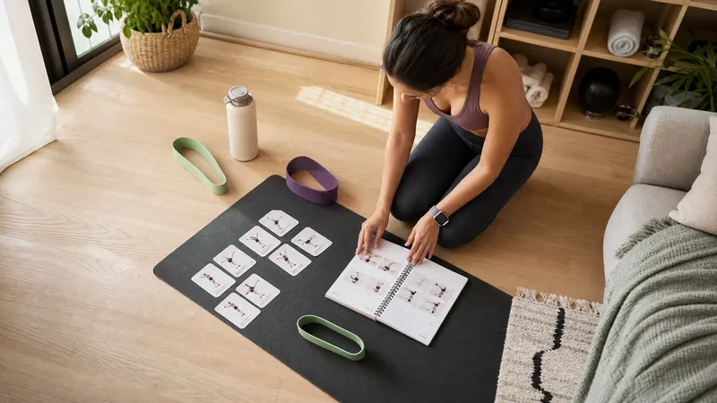 Trainingskalender mit markierten Ganzkörper- und Split-Workouts für zu Hause