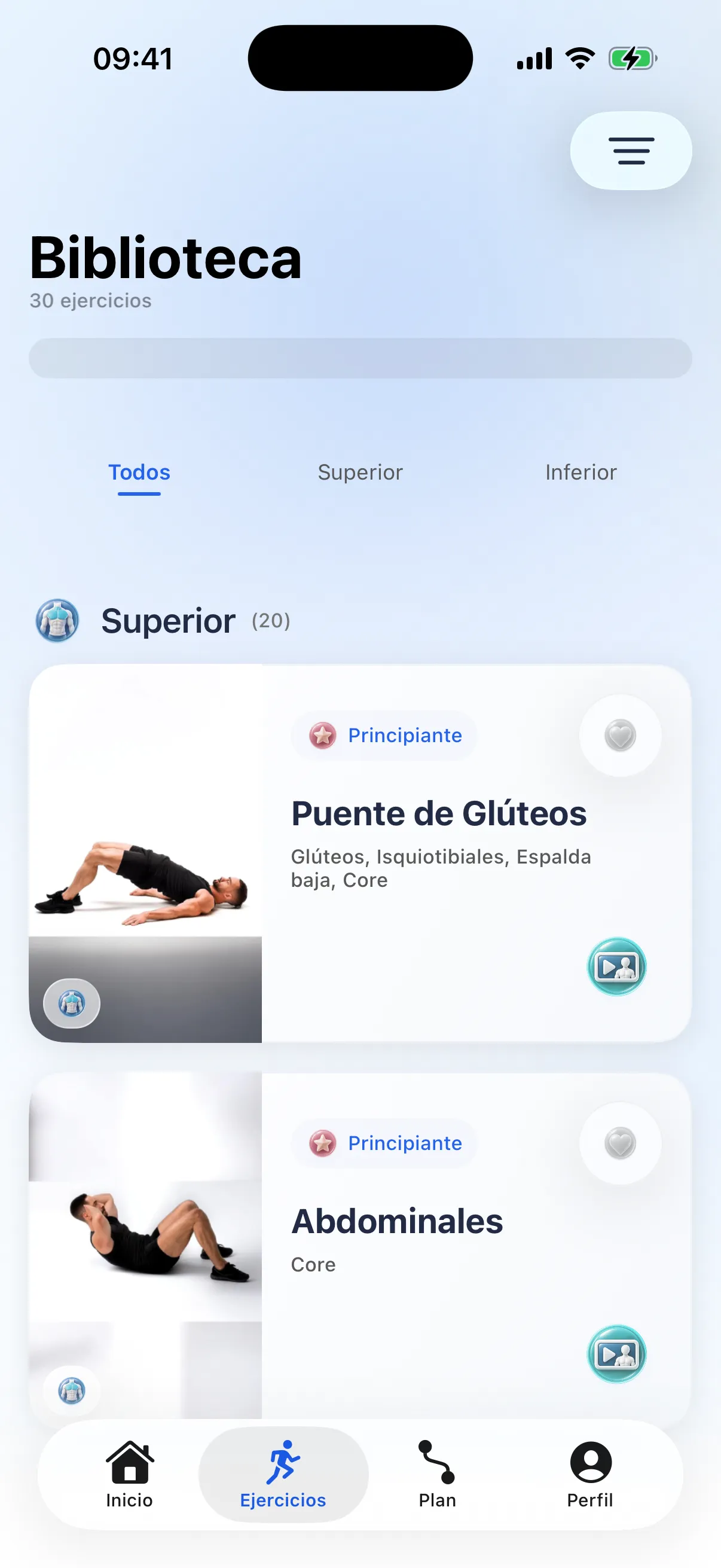 Biblioteca de ejercicios · RazFit
