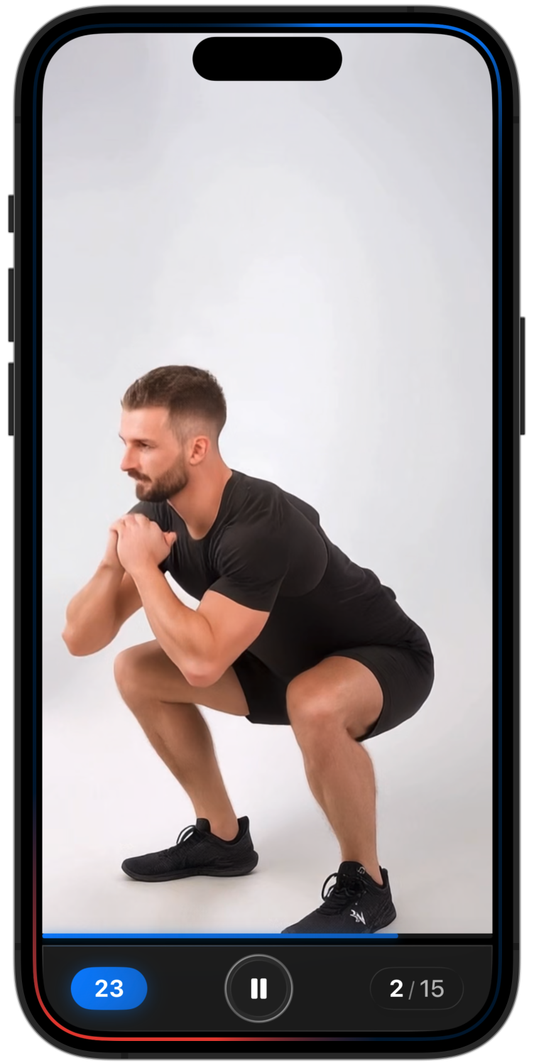 RazFit app showing an active workout routine with timer